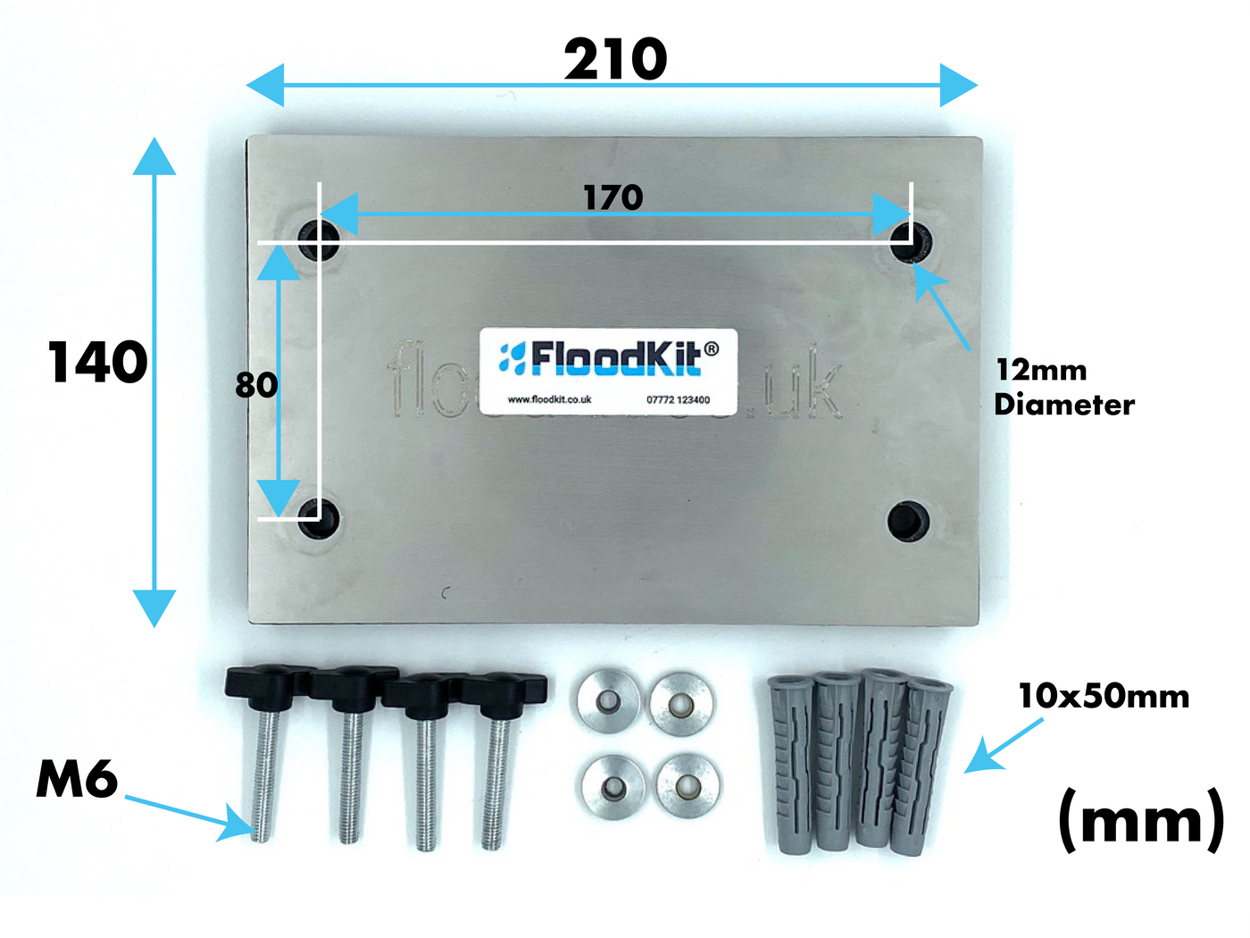 Air Brick Cover Flood Prevention Reusable Metal Plate V1 - Floodkit Air Brick Cover 210 x 140mm (for air bricks that have 9x4 holes) BSI Tested